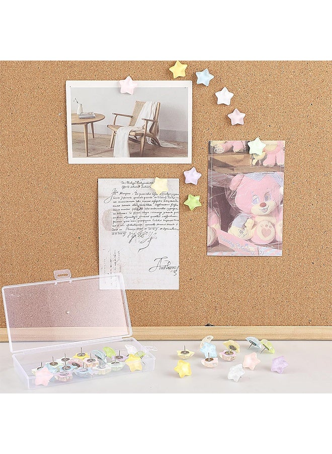 30 Pcs Star-Shaped Decorative Thumb Tacks - Assorted Colors Decorative Bulletin Board Tacks with Sharp Point and Secure Grip - Cute Push Pins for Bulletin Board for Wall Cork Board Bulletin Boards with Storage Box - Image 3
