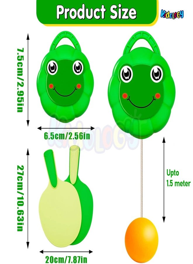 Kidology Round Hook Hanging Table Tennis Trainer Portable Set - Includes 2 Rackets, 3 Practice Balls & Adjustable Height for Self-Training Ping Pong Indoor Games for Kids (Green) - Image 2