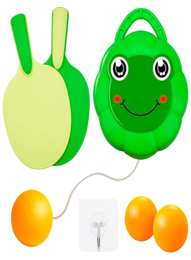 Kidology Round Hook Hanging Table Tennis Trainer Portable Set - Includes 2 Rackets, 3 Practice Balls & Adjustable Height for Self-Training Ping Pong Indoor Games for Kids (Green) - Image 1