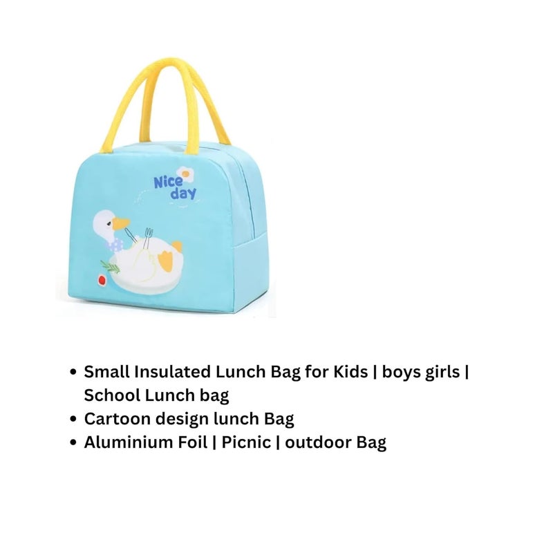 KEETLY Insulated Lunch Bag with Design, 23 cm x 19 cm, Cartoon Design Lunch Bag, Cartoon Design Lunch for Kids, Girls, Boys, Picnic Bags Thermal Insulated Bags, Easy to wash Bags. (auqa Blue Duck) - Image 3