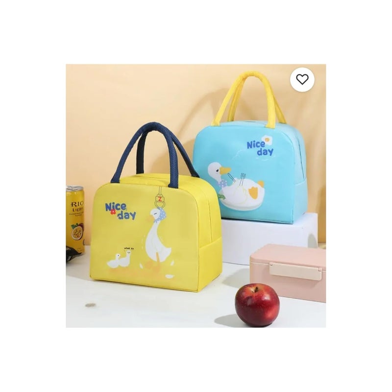 KEETLY Insulated Lunch Bag with Design, 23 cm x 19 cm, Cartoon Design Lunch Bag, Cartoon Design Lunch for Kids, Girls, Boys, Picnic Bags Thermal Insulated Bags, Easy to wash Bags. (auqa Blue Duck) - Image 2