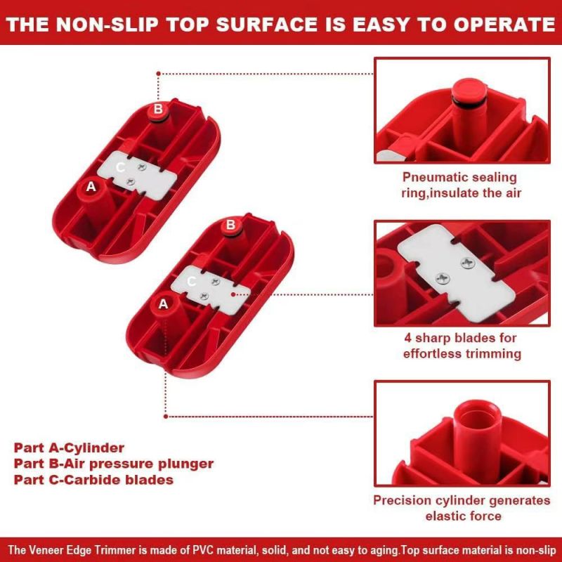 Edge Banding Trimmer Tool: Red, Sharp Tungsten Carbide Blade, Easy To Use - Time Saving, Bidirectional Trimming for Home Workshop, DIY Wood Projects - Image 4