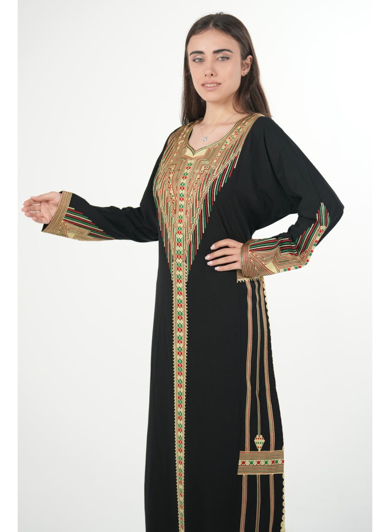 البنت الشرقية جلابية نسائية مطرزة مع حزام على الخصر - Image 2