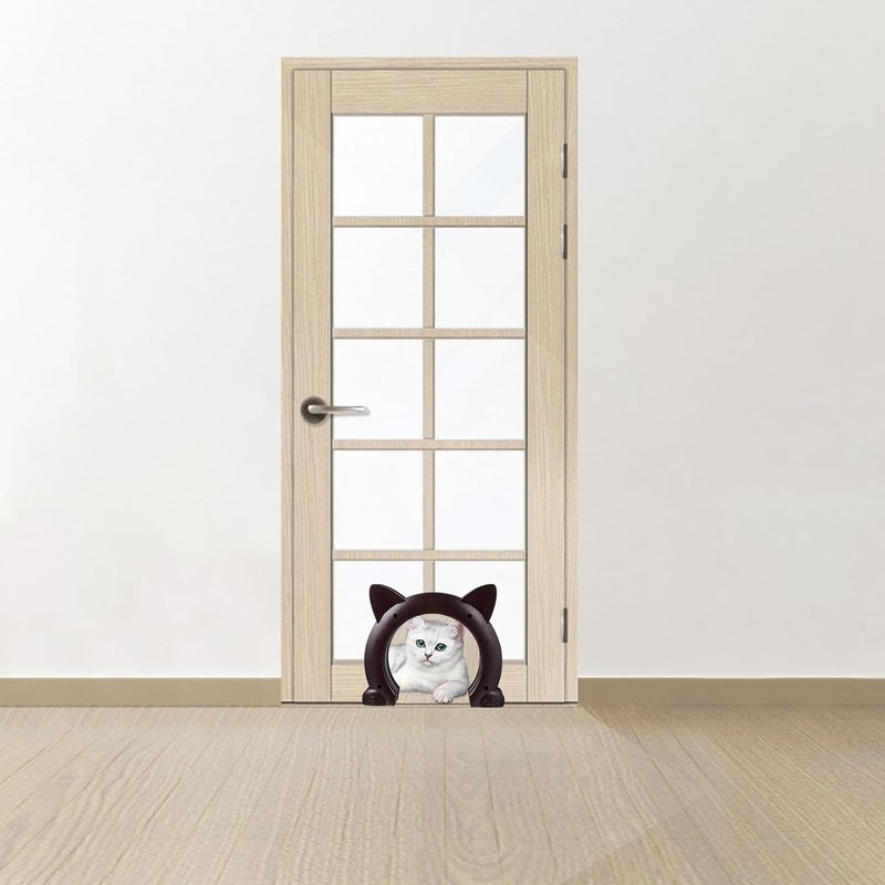 VICASKY Cat Door Built-in Interior Pet Door Plastic Cat Portal with Brown Frame for Indoor Use and Small Dogs - Image 5