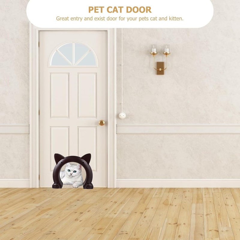 VICASKY Cat Door Built-in Interior Pet Door Plastic Cat Portal with Brown Frame for Indoor Use and Small Dogs - Image 3