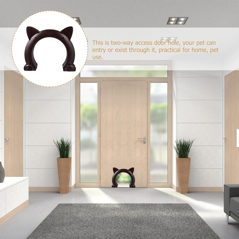 VICASKY Cat Door Built-in Interior Pet Door Plastic Cat Portal with Brown Frame for Indoor Use and Small Dogs - Image 4