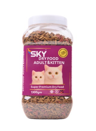SKY Dry Cat Food 1300g - Formula for All Ages (Kitten & Adults), Economical Solution for Multi-Cat Homes, Super Premium Nutrition