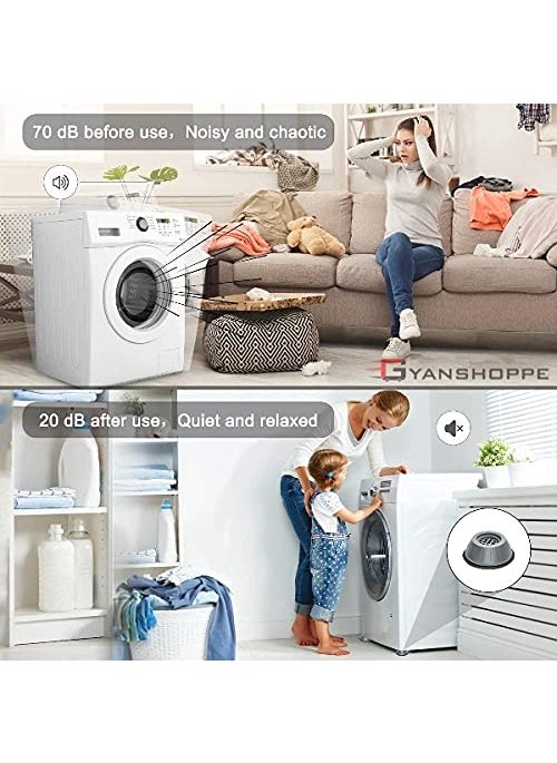 GYANSHOPPE GYANSHOPPE Washer Dryer Anti Vibration Pads with Suction Cup Feet Fridge Washing Machine Leveling Feet Anti Walk Pads Shock Absorber Furniture Lifting Base 4Pcs  - Image 3