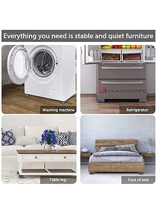 GYANSHOPPE GYANSHOPPE Washer Dryer Anti Vibration Pads with Suction Cup Feet Fridge Washing Machine Leveling Feet Anti Walk Pads Shock Absorber Furniture Lifting Base 4Pcs  - Image 2
