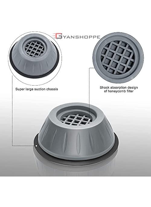 GYANSHOPPE GYANSHOPPE Washer Dryer Anti Vibration Pads with Suction Cup Feet Fridge Washing Machine Leveling Feet Anti Walk Pads Shock Absorber Furniture Lifting Base 4Pcs  - Image 5