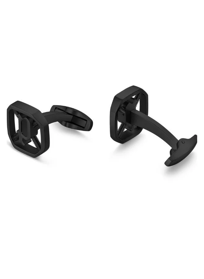 POLICE Spring Cufflinks For Men Black Plated