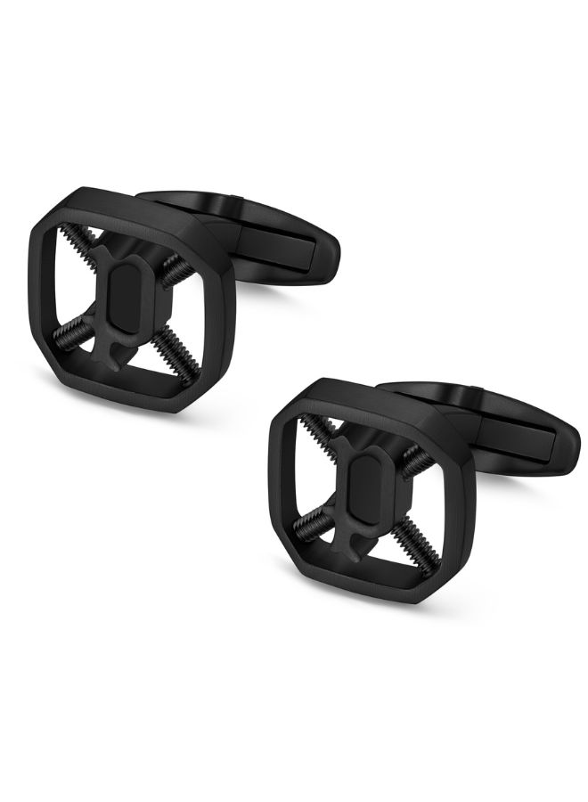 POLICE Spring Black Stainless Steel Cufflinks for Men - Image 1