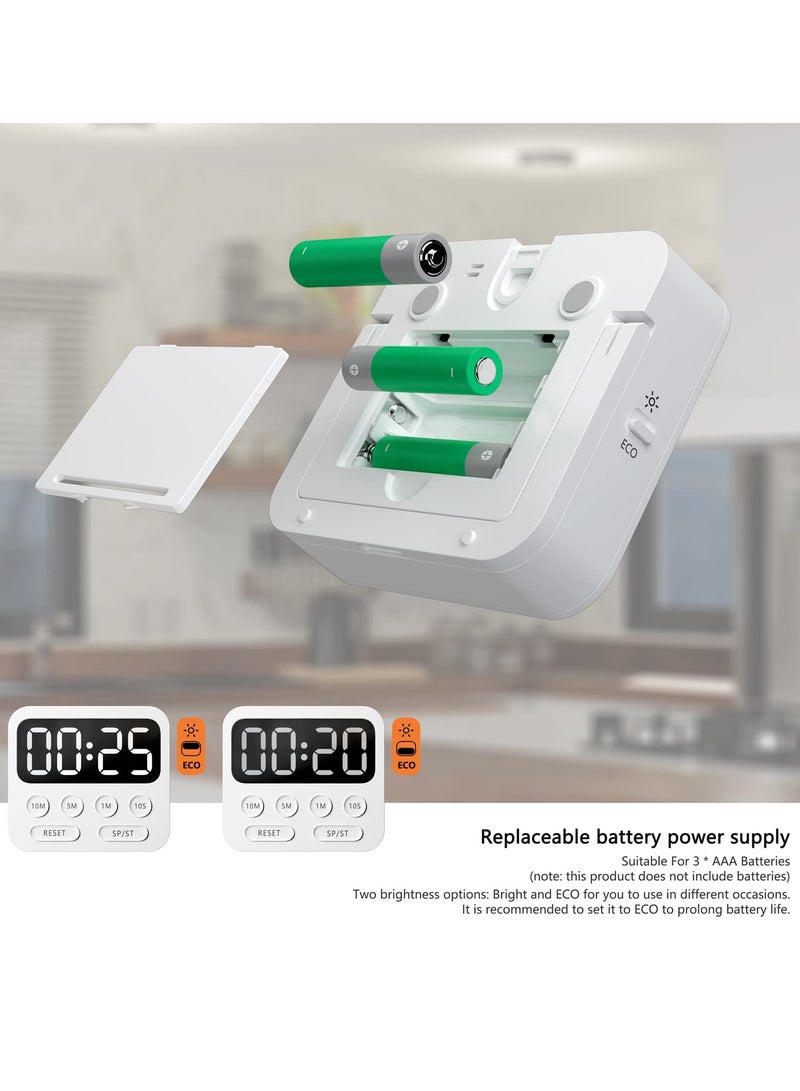 ساعة توقيت للمطبخ، ساعة توقيت رقمية مغناطيسية بتقنية العد التنازلي والعد التصاعدي مع شاشة LED كبيرة وضبط مستوى الصوت للتطبيقات مثل الطهي والتمارين والخبز والفصول الدراسية للأطفال - Image 5