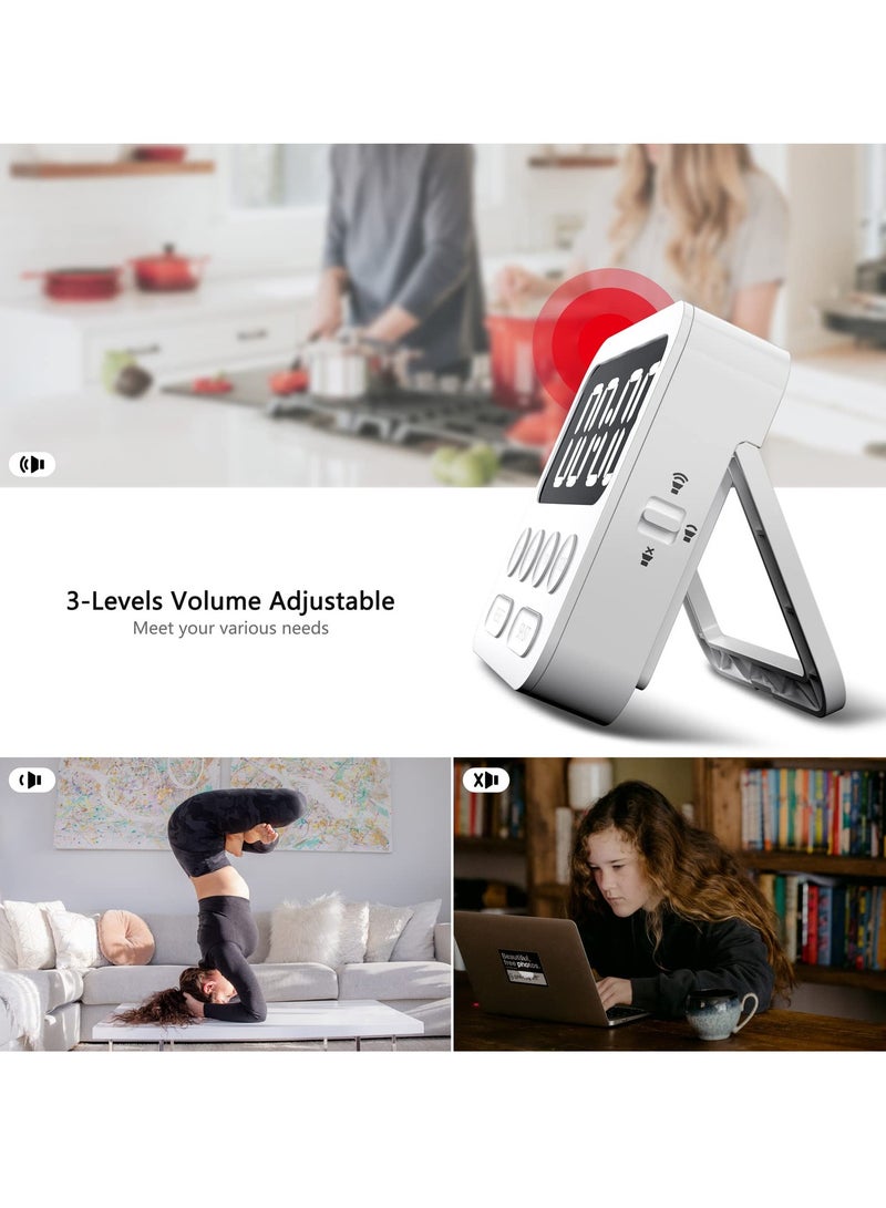 ساعة توقيت للمطبخ، ساعة توقيت رقمية مغناطيسية بتقنية العد التنازلي والعد التصاعدي مع شاشة LED كبيرة وضبط مستوى الصوت للتطبيقات مثل الطهي والتمارين والخبز والفصول الدراسية للأطفال - Image 3