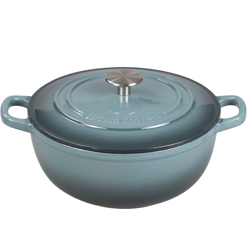 EDGING CASTING EDGING CASTING Enameled Cast Iron Dutch Oven Pot with Lid for Sourdough Bread Baking Bread Dutch Ovens Cooking Pots 5 Quart Slateblue