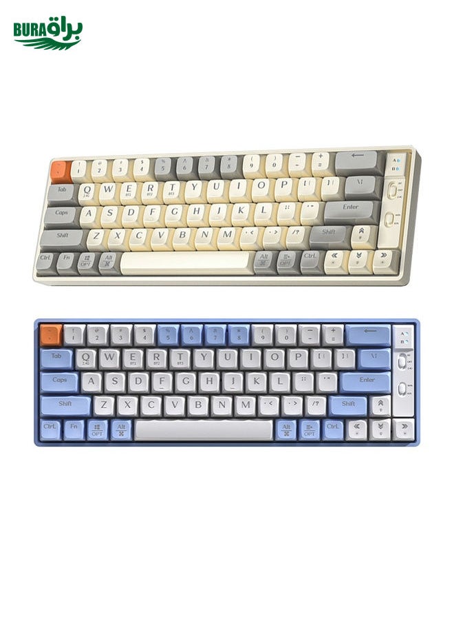 BURAQ LANGTU GK65 65 Keys Wireless / Bluetooth / Wired Three Model Game Mechanical Keyboard, Cable Length: 1.5m(Milk White)  - Image 2