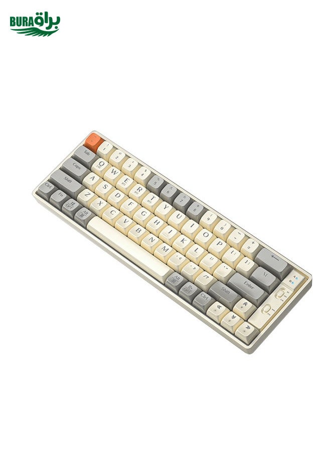 BURAQ LANGTU GK65 65 Keys Wireless / Bluetooth / Wired Three Model Game Mechanical Keyboard, Cable Length: 1.5m(Milk White)  - Image 1