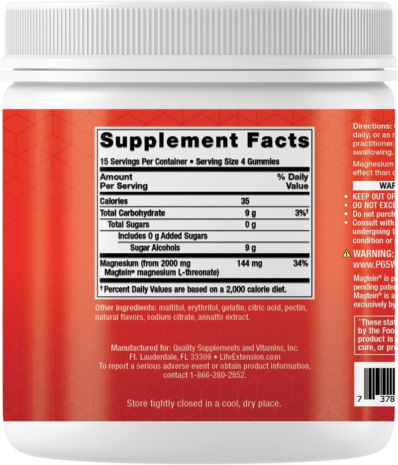 Life Extension Gummy Science NeuroMag Magnesium LThreonate Memory Support Recall Speed Brain Health Magnesium Supplement GlutenFree NonGMO Orange Flavor 60 Gummies - Image 2