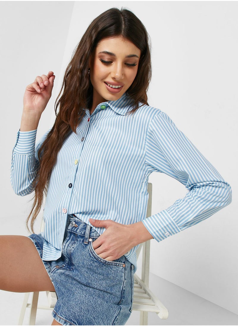 Ginger - Contrast Button Detail Shirt - Image 1