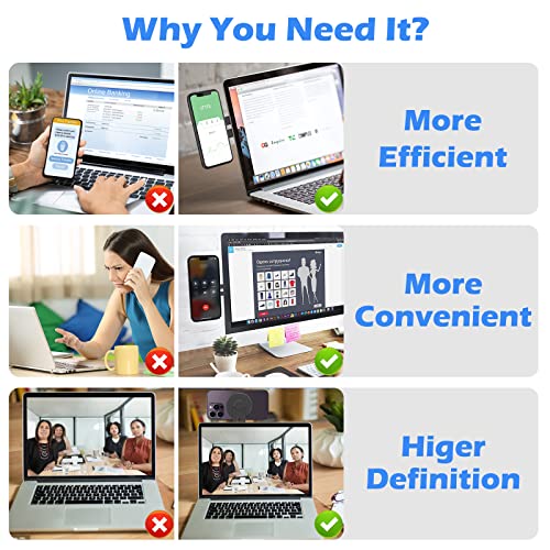 imluckies Magnetic Phone Mount Holder for Laptop MacBook Monitor, Adjustable Stand for iOS 16 / macOS 13 Ventura with Magsafe, Slim Portable Side Screen Computer Expansion Bracket for iPhone, Black - Image 5
