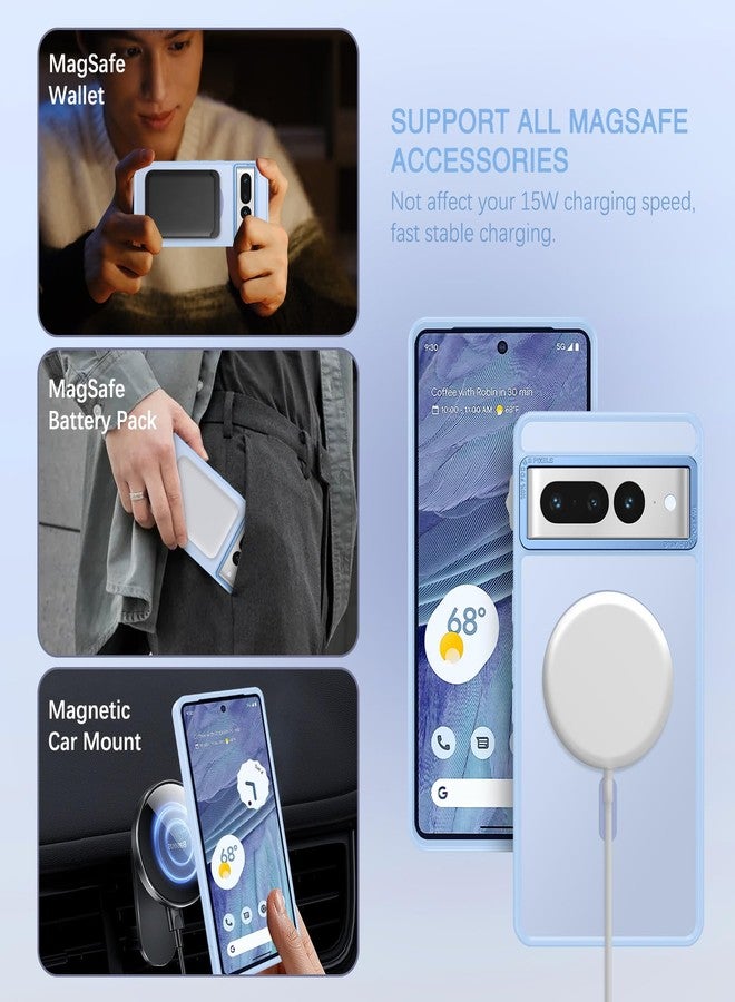 BENTOBEN for Google Pixel 7 Pro Case [Compatible with Magsafe] Translucent Matte Magnetic Pixel 7 Pro Case Slim Shockproof Women Men Protective Phone Cases for Google Pixel 7 Pro 6.7", Light Blue - Image 2