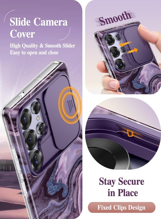 GVIEWIN for Samsung Galaxy S25 Ultra Case with Slide Camera Cover, [Screen Protector] [Shockproof Military Grade Drop Protection] Marble Slim Fit Hard PC Phone Cover S25 Ultra 6.9" 2025 (Ocean Tide) - Image 3