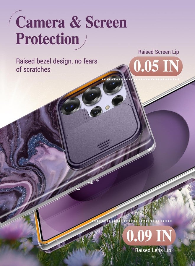 GVIEWIN for Samsung Galaxy S25 Ultra Case with Slide Camera Cover, [Screen Protector] [Shockproof Military Grade Drop Protection] Marble Slim Fit Hard PC Phone Cover S25 Ultra 6.9" 2025 (Ocean Tide) - Image 5