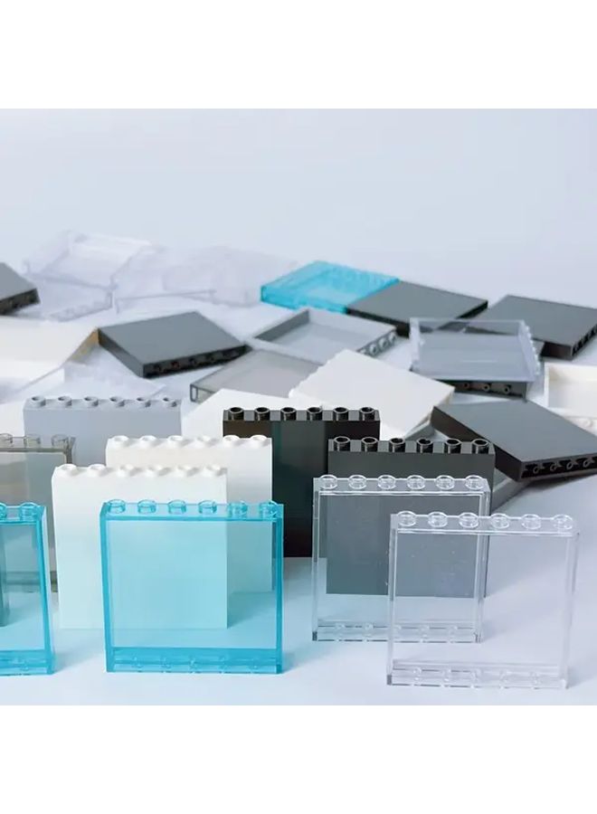 9pcs Transparent White Window Wall Bricks DIY City View Building Blocks Toy Set - Image 1