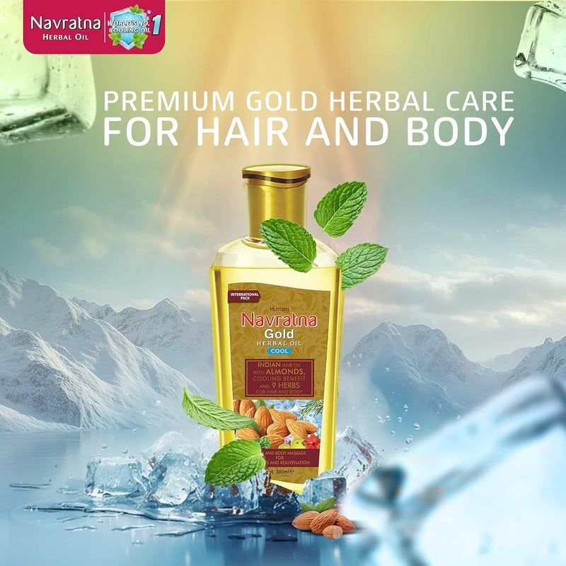 emami Navratna Gold Herbal Hair Oil for Cool Head - 300ml | Ayurvedic Oil with Almonds and 9 Herbs - Image 4