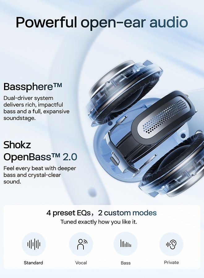 Shokz OpenFit Air 2 Open-Ear Headphones – Lightweight, Bluetooth 6.1, 36-Hour Playtime, Sweat & Water Resistant (IP55), Deep Bass, Workouts & Hiking Ice Blue - Image 3