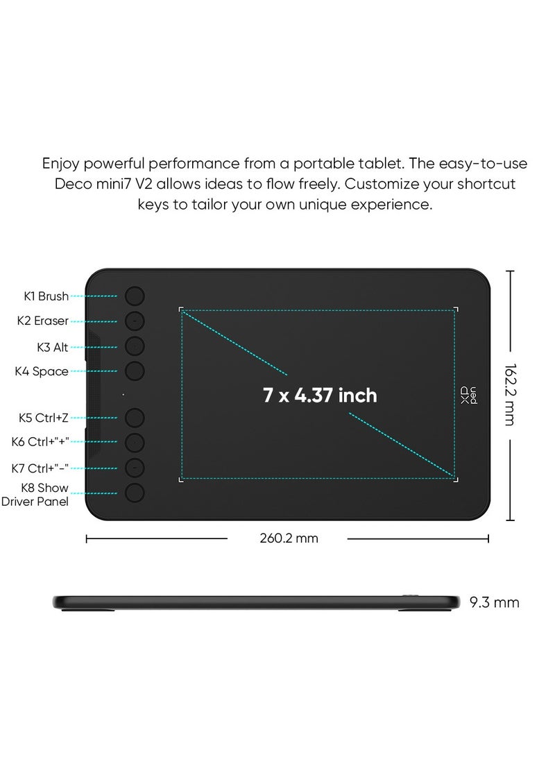 XP-PEN جهاز لوحي للرسومات XPPen Deco Mini7 V2، مقاس 7*4.3 بوصة، مزود بـ 8 مفاتيح، متوافق مع أنظمة Android وWindows وMac، للتعليم عبر الإنترنت - Image 4