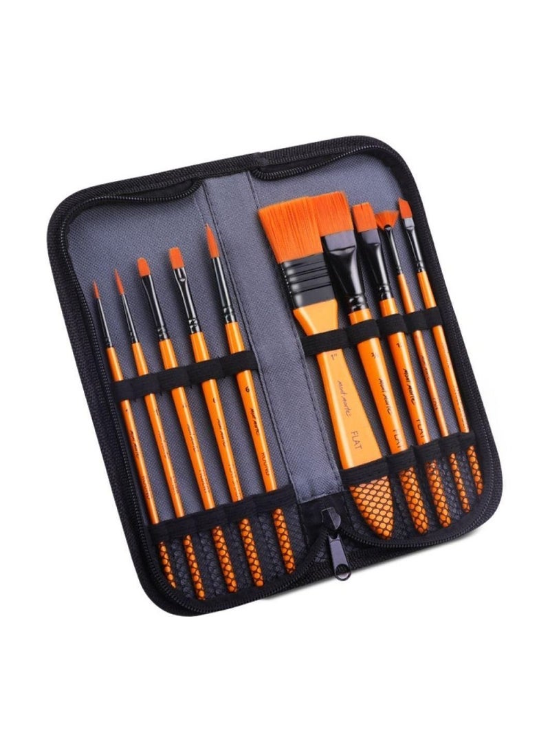 Mont Marte Mont Marte Signature Paint Brush Set BMHS0030 - Acrylic Taklon Bristle in Wallet 11PC - Image 1