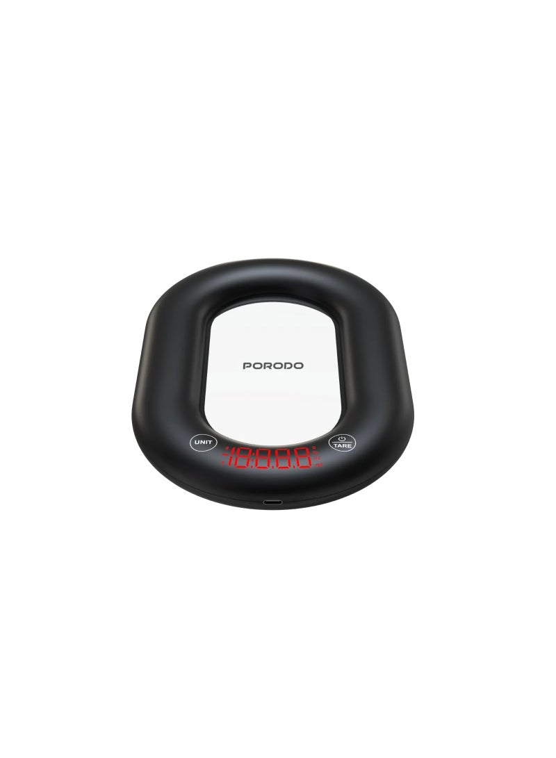بورودو ميزان مطبخ رقمي ذكي بتصميم زجاجي، مزود بتقنية بلوتوث ومزامنة مع تطبيق، سعة وزن 10 كجم، دقة 1 جم، وحدات قياس جم/مل/أونصة، منصة من الزجاج المقوى، بطارية 250 مللي أمبير، مفتاح تبديل سريع للوحدات - أسود - Image 3