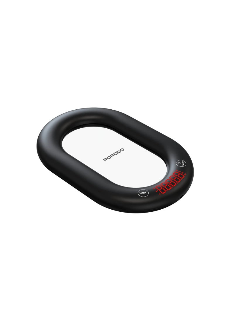 بورودو ميزان مطبخ رقمي ذكي بتصميم زجاجي، مزود بتقنية بلوتوث ومزامنة مع تطبيق، سعة وزن 10 كجم، دقة 1 جم، وحدات قياس جم/مل/أونصة، منصة من الزجاج المقوى، بطارية 250 مللي أمبير، مفتاح تبديل سريع للوحدات - أسود - Image 1