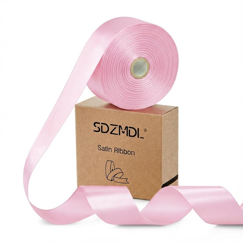 SDZMDL Pink Satin Ribbon for Gift Wrapping, Valentine's Day Decor, Bow & Eternal Flower Making, Floral Bouquets, Party Decoration, 1-1/2 Inch 50 x Yds. - Image 1