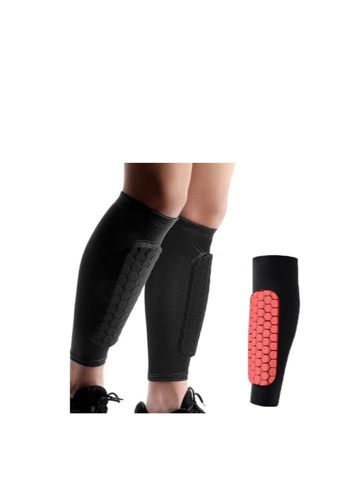 TRASSLE Soccer Shin Guards Shin Pads for Kids Youth Adult, Calf Compression Sleeve with Honeycomb Pads, Support for Shin Splint Baseball Boxing Kickboxing MTB, Lightweight - Image 1