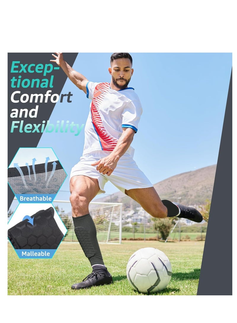 TRASSLE Soccer Shin Guards Shin Pads for Kids Youth Adult, Calf Compression Sleeve with Honeycomb Pads, Support for Shin Splint Baseball Boxing Kickboxing MTB, Lightweight - Image 4