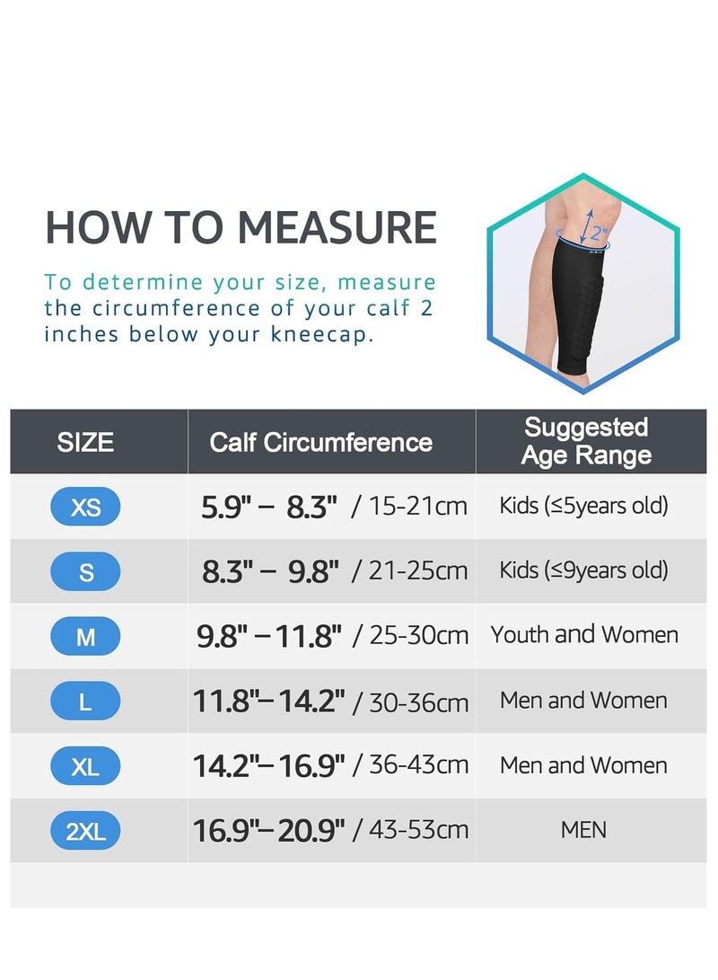 TRASSLE Soccer Shin Guards Shin Pads for Kids Youth Adult, Calf Compression Sleeve with Honeycomb Pads, Support for Shin Splint Baseball Boxing Kickboxing MTB, Lightweight - Image 5