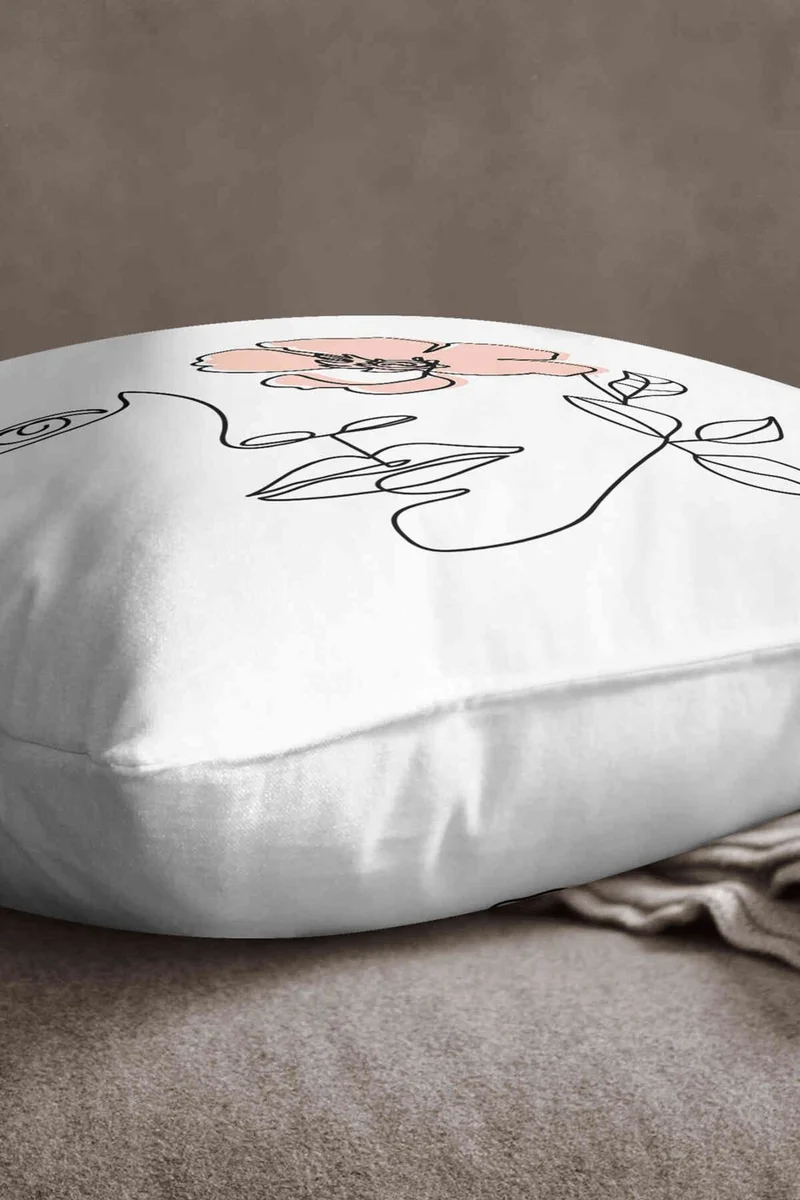 İnsense Home Velvet Babyface White Black Modern Silhouette Figure Patterned Digital Print Throw Pillow Pillow Case CGH524