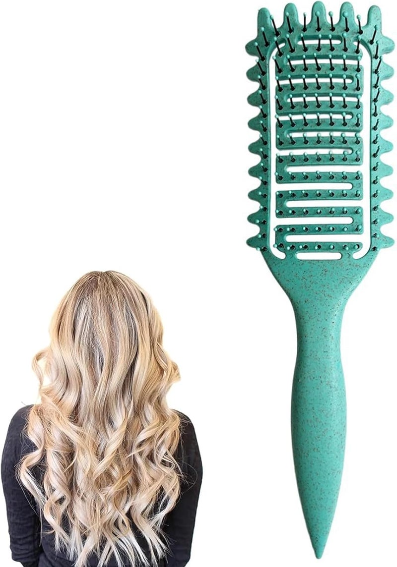Curly Hair BrushDetangle Hair BrushCurl Detangler HairbrushDefine Styling Paddle Brush for WetThickCurly Hair Soft Bristle Vent Detangling Comb for Women Men Girls Green