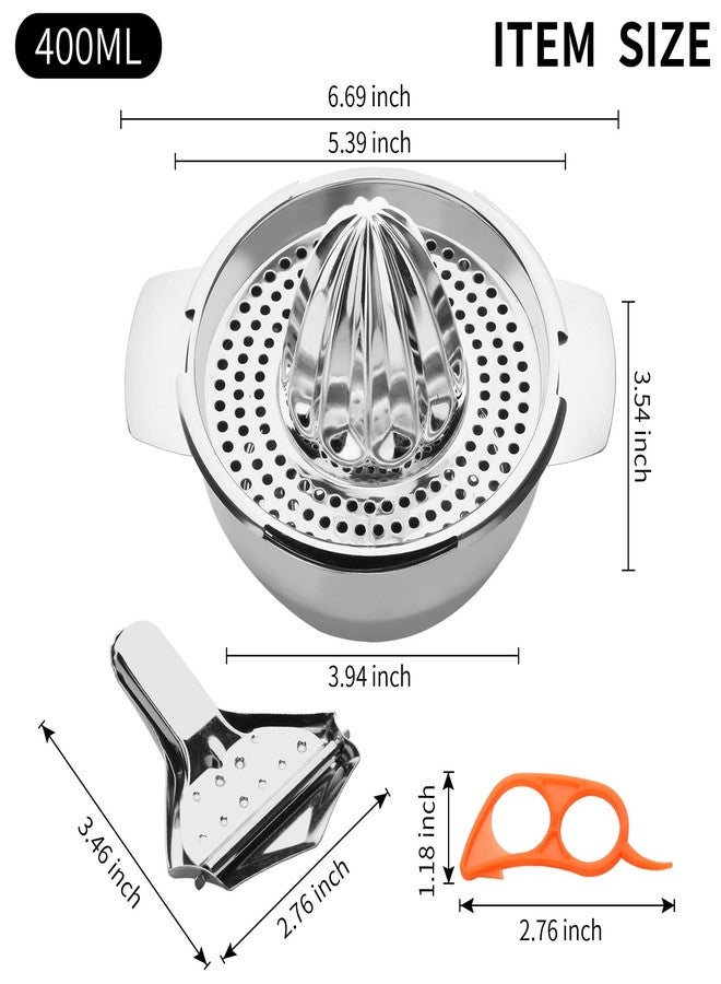 eispap Manual Juicer Stainless Steel Lemon Squeezer with Slots Strainer & Bowl Storage Container Rustproof, Lemon Lime Squeeze Dishwasher Safe Citrus Juicer for Home Picnic Camping - Image 3
