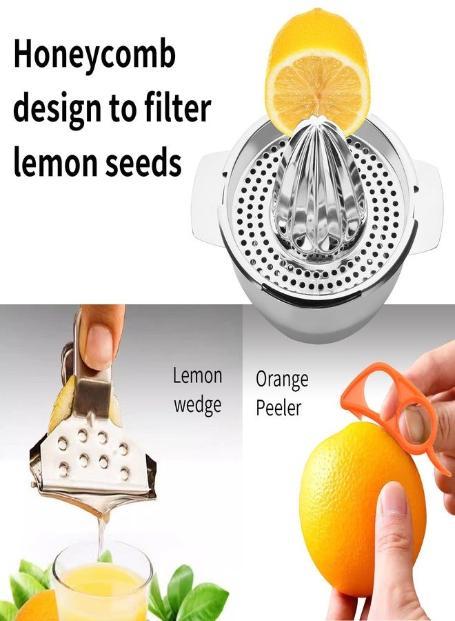 eispap Manual Juicer Stainless Steel Lemon Squeezer with Slots Strainer & Bowl Storage Container Rustproof, Lemon Lime Squeeze Dishwasher Safe Citrus Juicer for Home Picnic Camping - Image 2