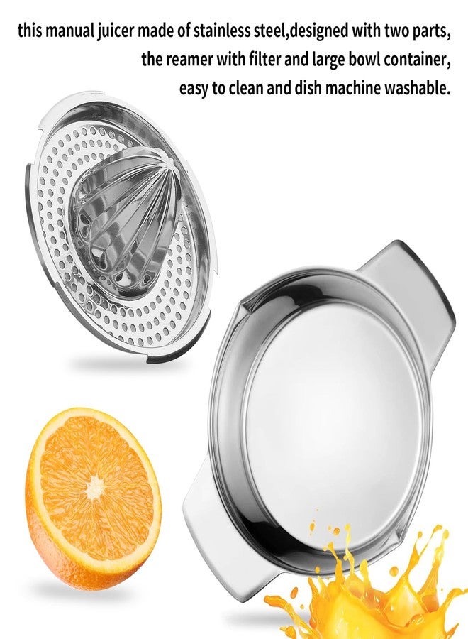 eispap Manual Juicer Stainless Steel Lemon Squeezer with Slots Strainer & Bowl Storage Container Rustproof, Lemon Lime Squeeze Dishwasher Safe Citrus Juicer for Home Picnic Camping - Image 5