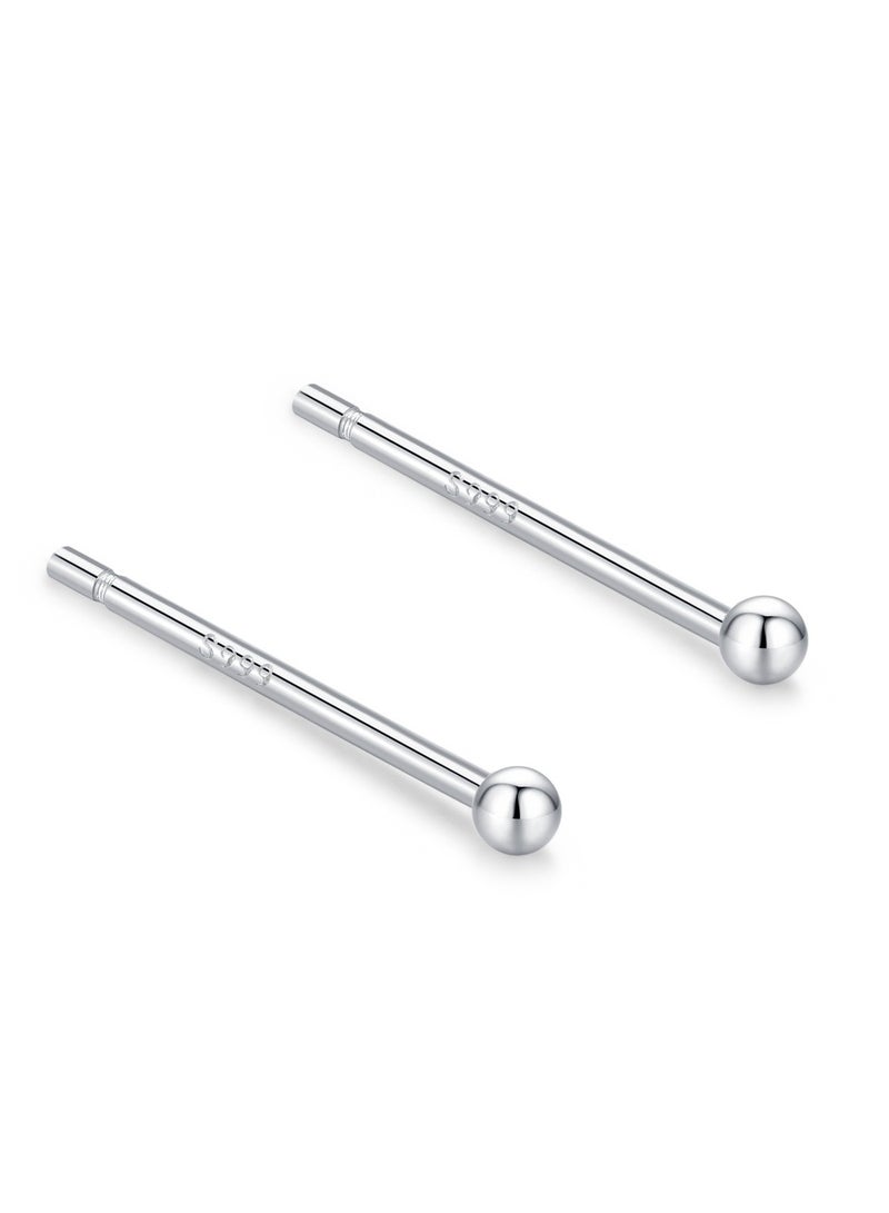 pure silver earrings, women's minimalist earrings, small and delicate,ear hole maintenance, anti blocking silver earrings