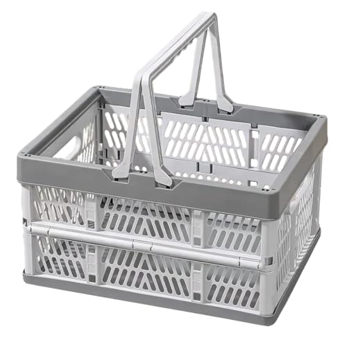YTAONS Collapsible Storage Crate with Handles 20L Foldable Plastic Basket Organizer Container Light gray M - Image 1