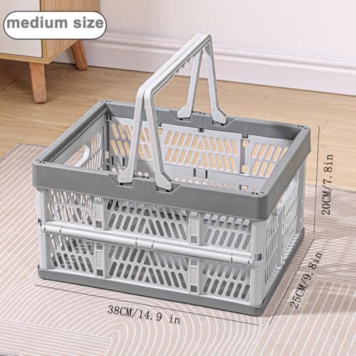 YTAONS Collapsible Storage Crate with Handles 20L Foldable Plastic Basket Organizer Container Light gray M - Image 3