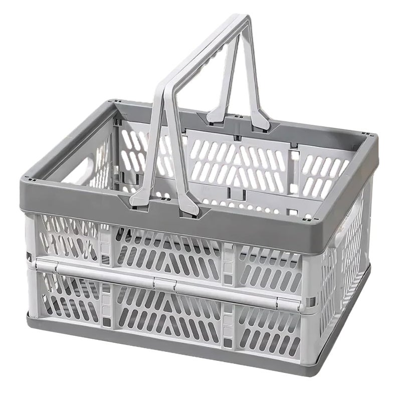 YTAONS Collapsible Storage Crate with Handles 20L Foldable Plastic Basket Organizer Container Light gray M - Image 2