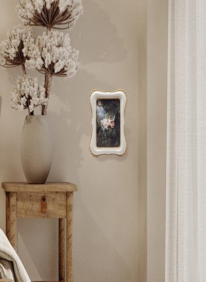 YULINK 4x6 Vintage Picture Frame, Antique White Ornate Photo Frame, for Tabletop and Wall Display, Decorative Retro Home Decor, Old Fashioned Photo Gallery Art - Image 4