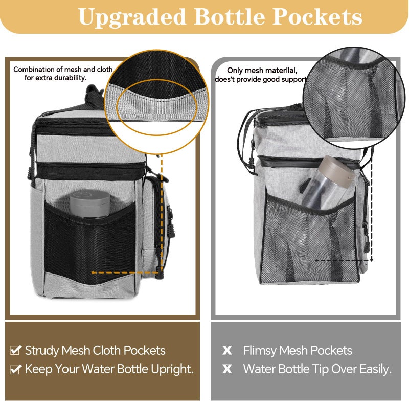 GLENKEY Tactical Lunch Box Cooler Bag - Expandable Insulated Lunch Bag for Men Women - Large Lunchbox for Adults Work Shifts Outdoor Trips Grey 16L - Image 4