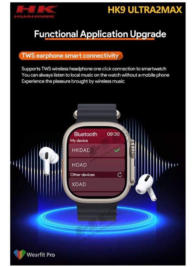 HK - 2024 HK9 Ultra 2 MAX AMOLED  Smart Watch OpenAl's New ChatGPT Wearfit GPT 2.0 Application Market Live Photo Preview TWS Wireless Headphones Local Album Wrist Ebook 3D Visual Action - Image 1